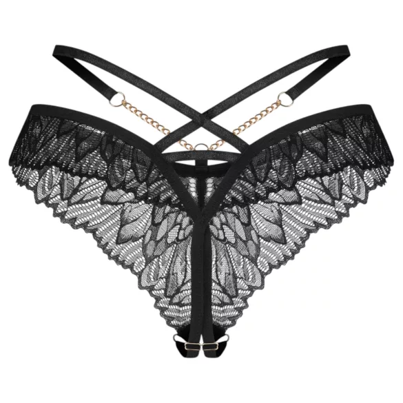 Obsessive Matildea - tanga de encaje abierto (negro) - L/XL