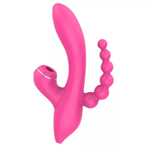 Erospace Sweet Play - vibrador de punto G con sonda anal y succión (rosa)
