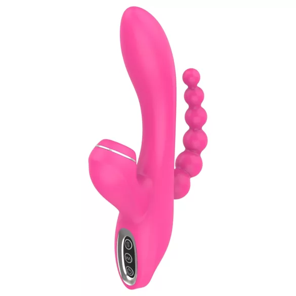 Erospace Sweet Play - vibrador de punto G con sonda anal y succión (rosa)