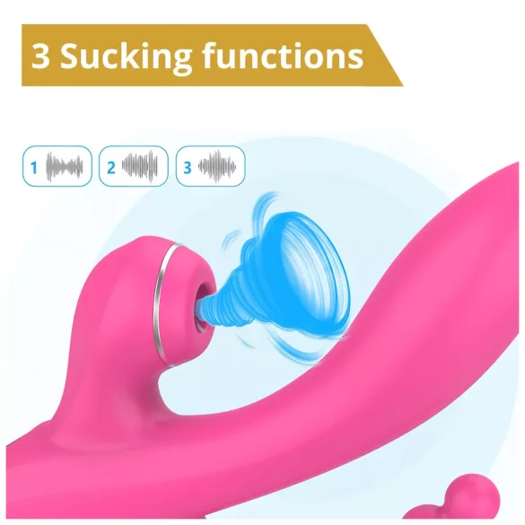 Erospace Sweet Play - vibrador de punto G con sonda anal y succión (rosa)