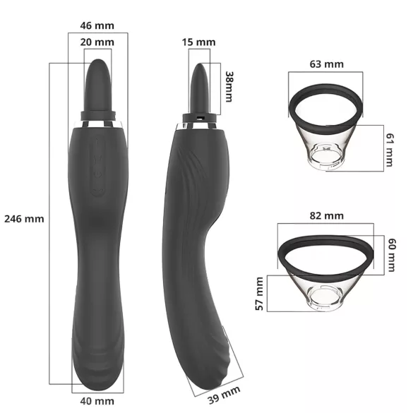 Erospace Sweet Play - Vibrador 2 en 1 para clítoris con lengua y succión (negro)