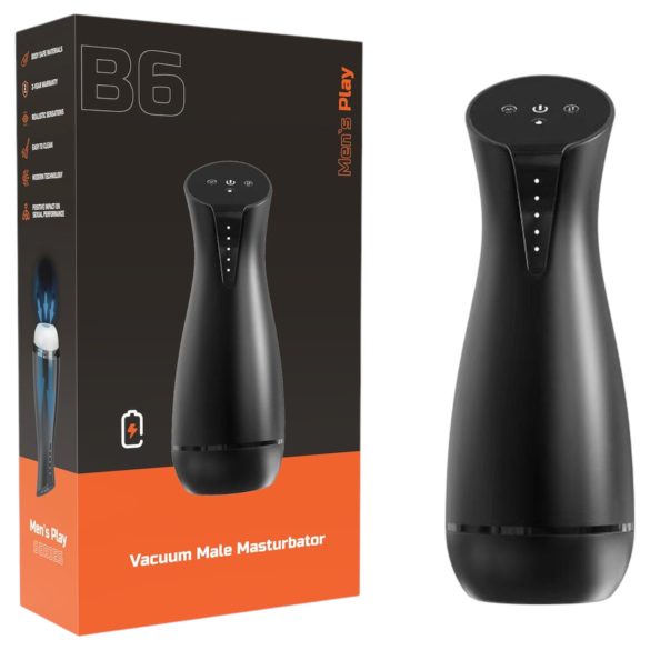 Men's Play - masturbador succionador y vibrador con función de calentamiento (negro)