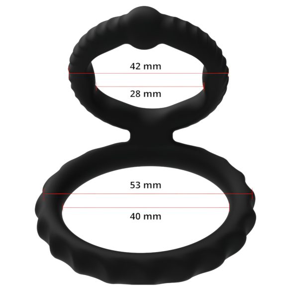 Men's Play - anillo pene y testículos - silicona negra