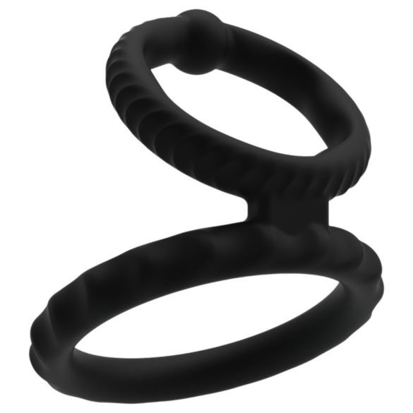 Men's Play - anillo pene y testículos - silicona negra