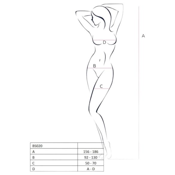 Passion BS020 - body abierto decorado - negro - talla S-L