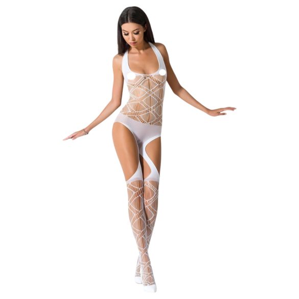 Passion BS060 - Conjunto de red con patrón de rombos (blanco) - Talla S-L