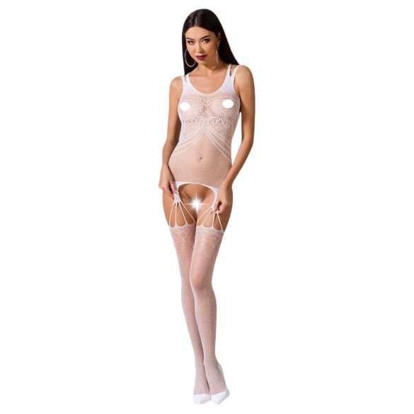 Set de encaje blanco "Passion BS070" con tirantes dobles - Tallas S-L