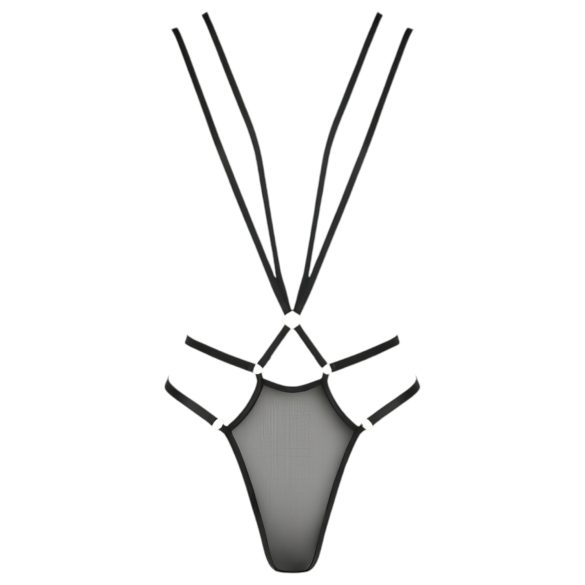 Arnés corporal con anillos metálicos (negro) - L/XL