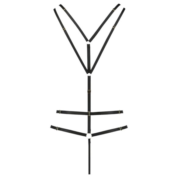 Arnés corporal con anillos metálicos (negro) - L/XL