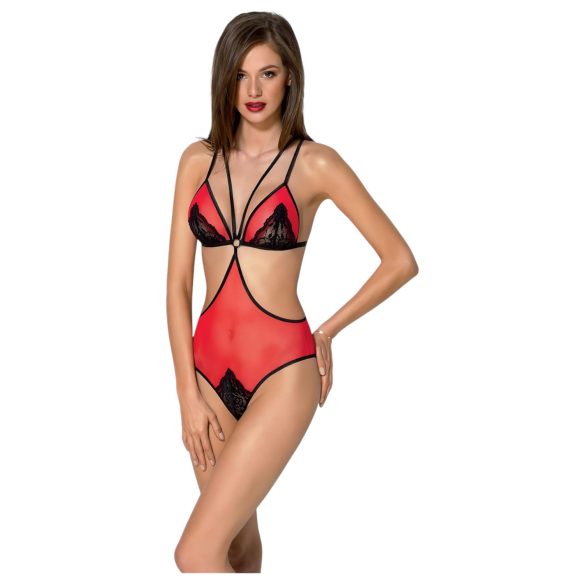 Pasión Peonía - body con aberturas laterales (rojo)