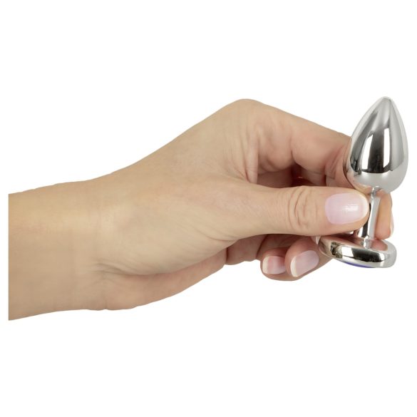 Magic Shiver - plug anal metálico con gema azul