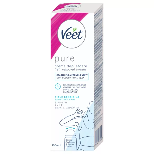 Veet Pure - crema depilatoria zona bikini y axilas - piel sensible 100ml