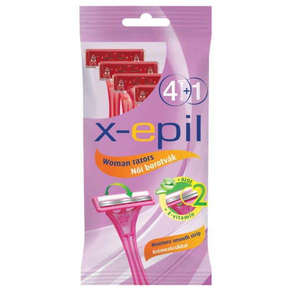 X-Epil - Maquinilla de Afeitar Desechable para Mujeres de 2 Hojas (Paquete de 5)