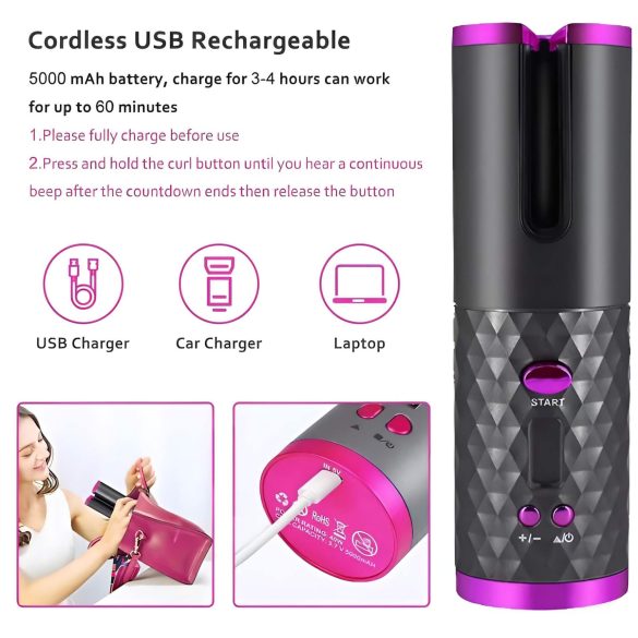 CAC - set de rizador sin cable (gris-rosa)