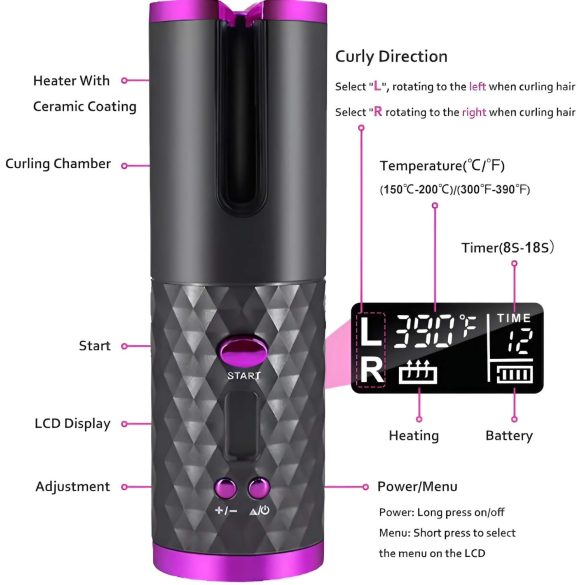 CAC - set de rizador sin cable (gris-rosa)