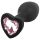 Sunfo - plug anal de silicona con gema en forma de corazón (negro-rosa)