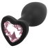Sunfo - plug anal de silicona con gema en forma de corazón (negro-rosa)