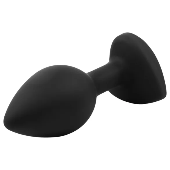 Sunfo - plug anal de silicona con piedra en forma de corazón - negro y rosa