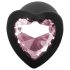 Sunfo - plug anal de silicona con gema en forma de corazón (negro-rosa)
