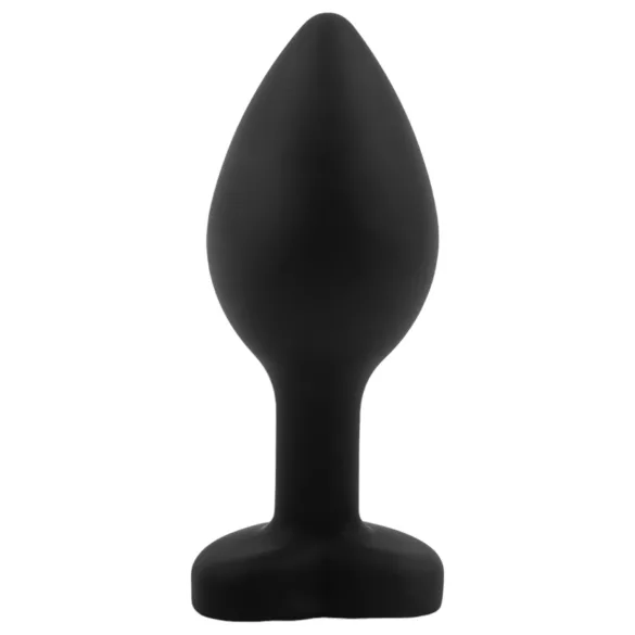 Sunfo - plug anal de silicona con piedra en forma de corazón - negro y rosa