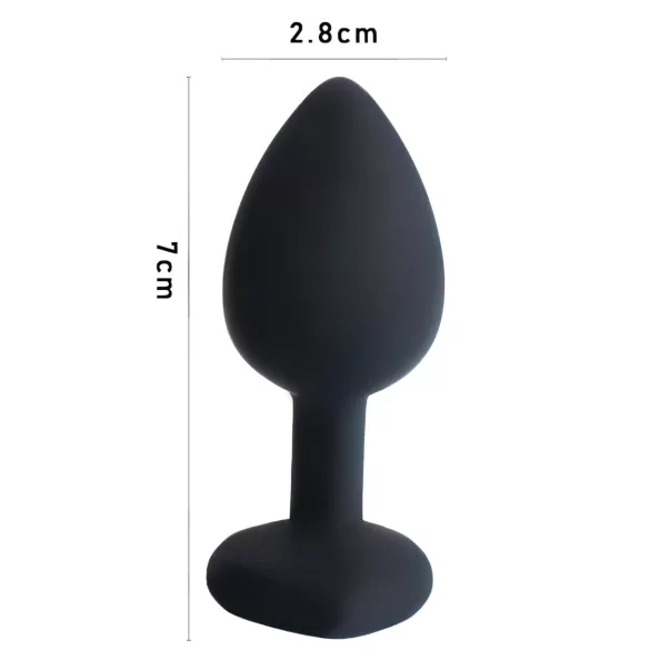 Sunfo - plug anal de silicona con piedra en forma de corazón - negro y rosa