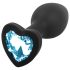Sunfo - Tapón anal de silicona con piedra azul en forma de corazón (negro)