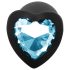 Sunfo - Tapón anal de silicona con piedra azul en forma de corazón (negro)
