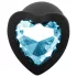 Sunfo - plug anal de silicona con piedra azul en forma de corazón - negro