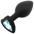 Sunfo - Tapón anal de silicona con piedra azul en forma de corazón (negro)