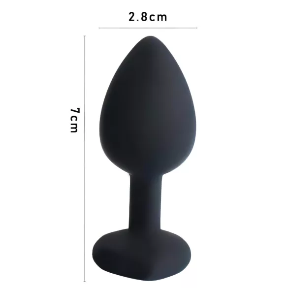 Sunfo - plug anal de silicona con piedra azul en forma de corazón - negro