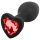 Sunfo - Plug anal de silicona con piedra roja en forma de corazón (negro)