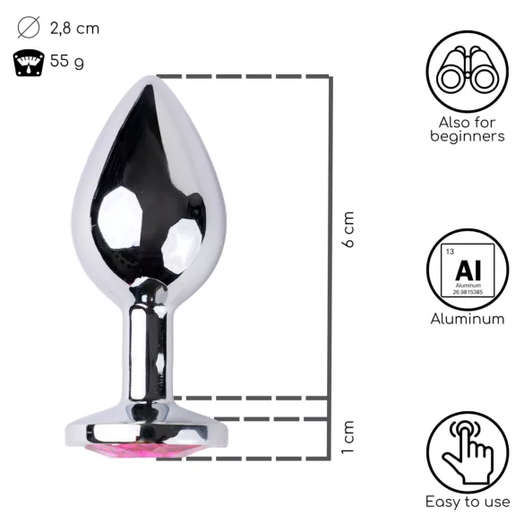 Desirel - plug anal - joya rosa - metal plateado