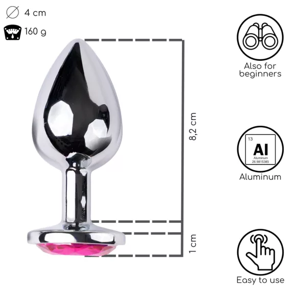 Desirel - plug anal - joya rosa grande - metal y rosa