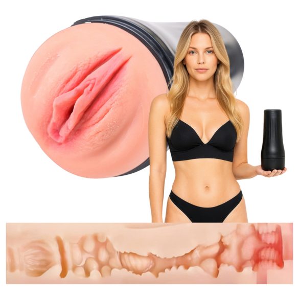 Desirel True Touch - realista vagina vibrante (natural-negro)