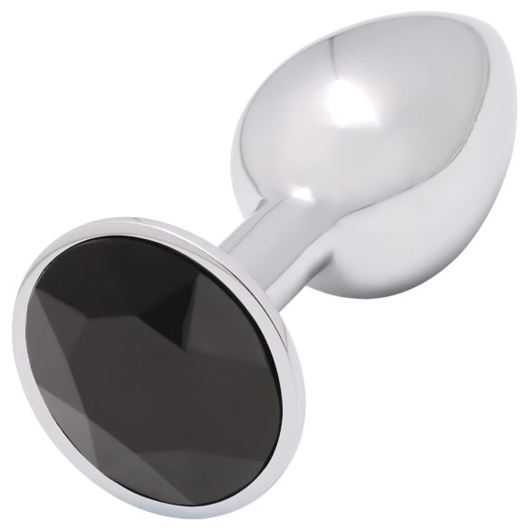 Sunfo - Plug anal de metal con piedra negra (plata)