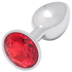 Sunfo - plug anal metálico con piedra roja (plateado)