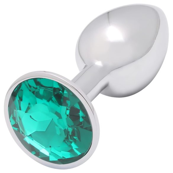 Sunfo - Plug anal metálico con piedra verde (color plata)