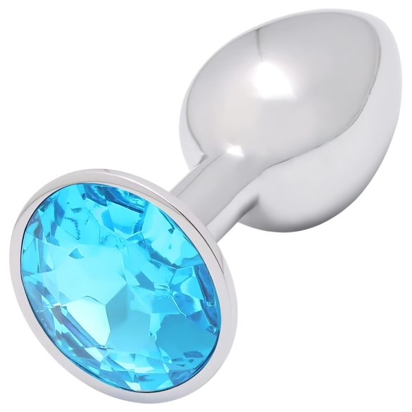 Sunfo - tapón anal metálico con piedra azul claro (plateado)