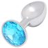 Sunfo - tapón anal metálico con piedra azul claro (plateado)