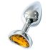 Sunfo - Plug anal metálico con piedra dorada en forma de corazón (plata)
