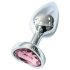 Sunfo - Plug anal metálico con piedra rosa en forma de corazón (plata)