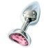 Sunfo - plug anal de metal con piedra rosa en forma de corazón (plata)