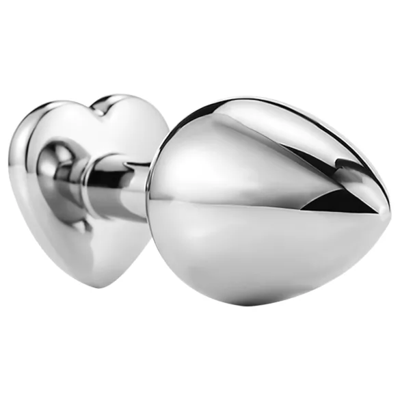 Sunfo - plug anal de metal con piedra rosa en forma de corazón (plata)
