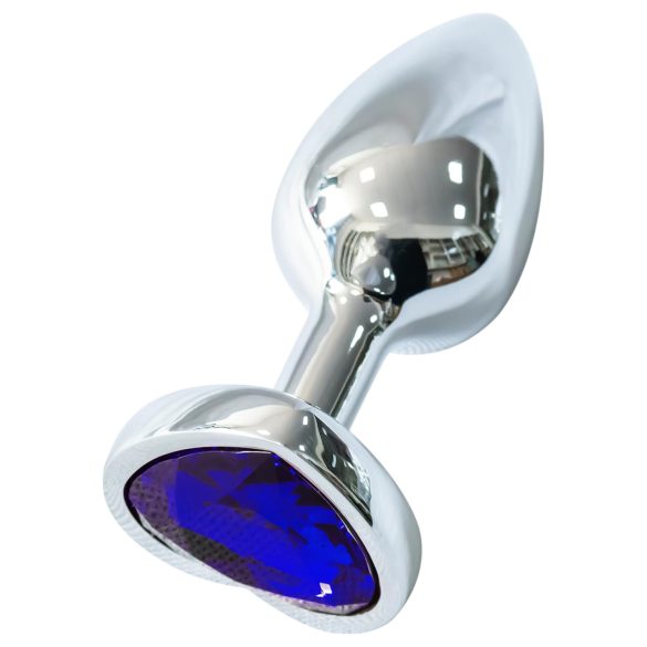 Sunfo - Plug anal metálico con piedra morada en forma de corazón (plata)