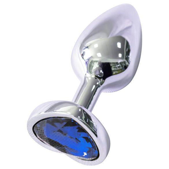 Sunfo - Plug Anal de Metal con Piedra Azul en Forma de Corazón (Plata)