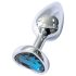 Sunfo - Plug anal metálico con piedra azul en forma de corazón (plateado)