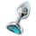 Sunfo - Plug anal de metal con piedra azul clara en forma de corazón (plata)