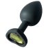 Sunfo - Plug anal de silicona con piedra verde en forma de corazón (negro)