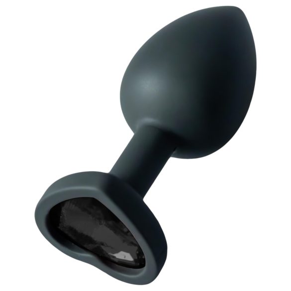 Sunfo - tapón anal de silicona con piedra negra en forma de corazón (negro)