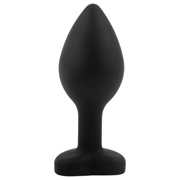 Sunfo - plug anal de silicona con piedra en forma de corazón negra - negro